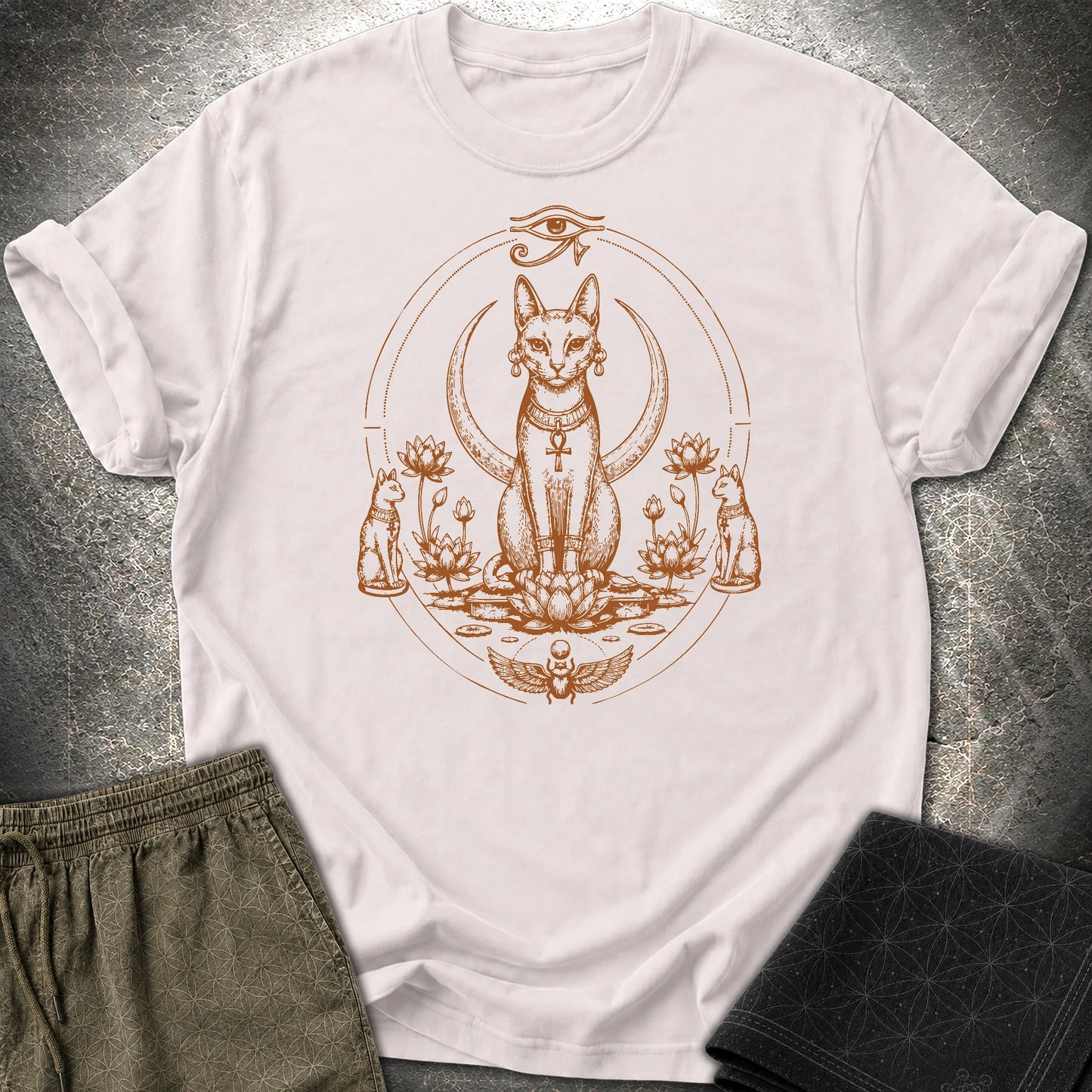 Sacred Cat Among Lotus Blooms - Sacred Cat Among Lotus Blooms T-Shirt - Ice Grey