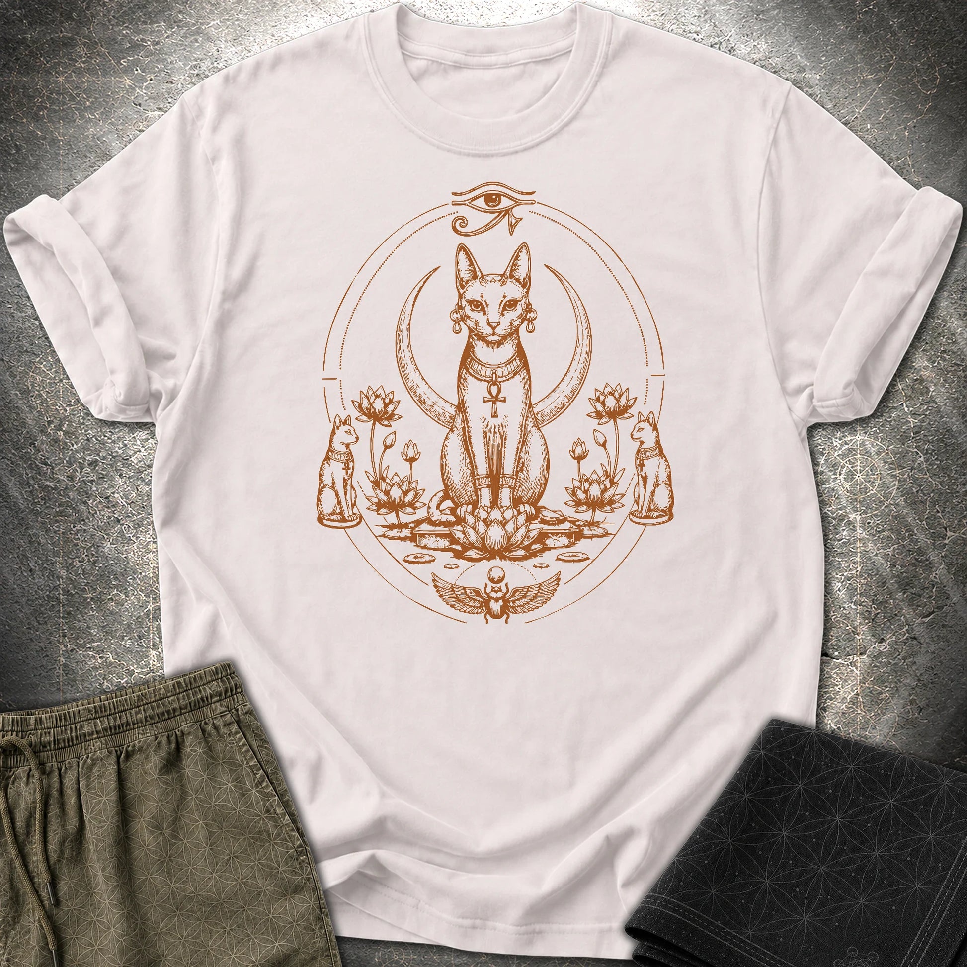 Sacred Cat Among Lotus Blooms - Sacred Cat Among Lotus Blooms T-Shirt - Ice Grey