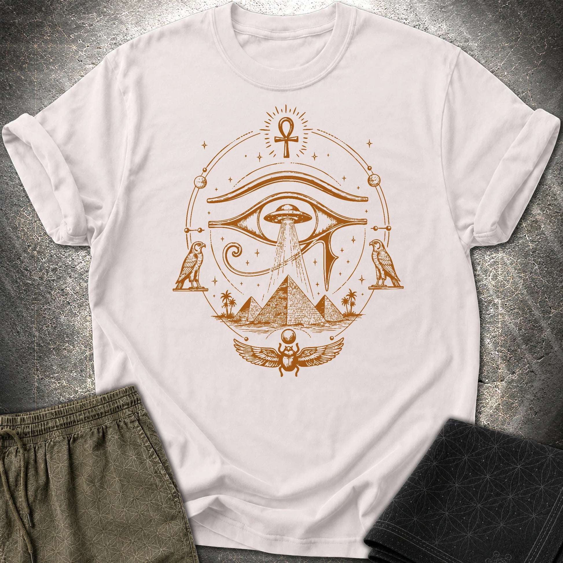 Ancient Eye Over Alien Pyramids - Ancient Eye Over Alien Pyramids T-Shirt - Ice Grey
