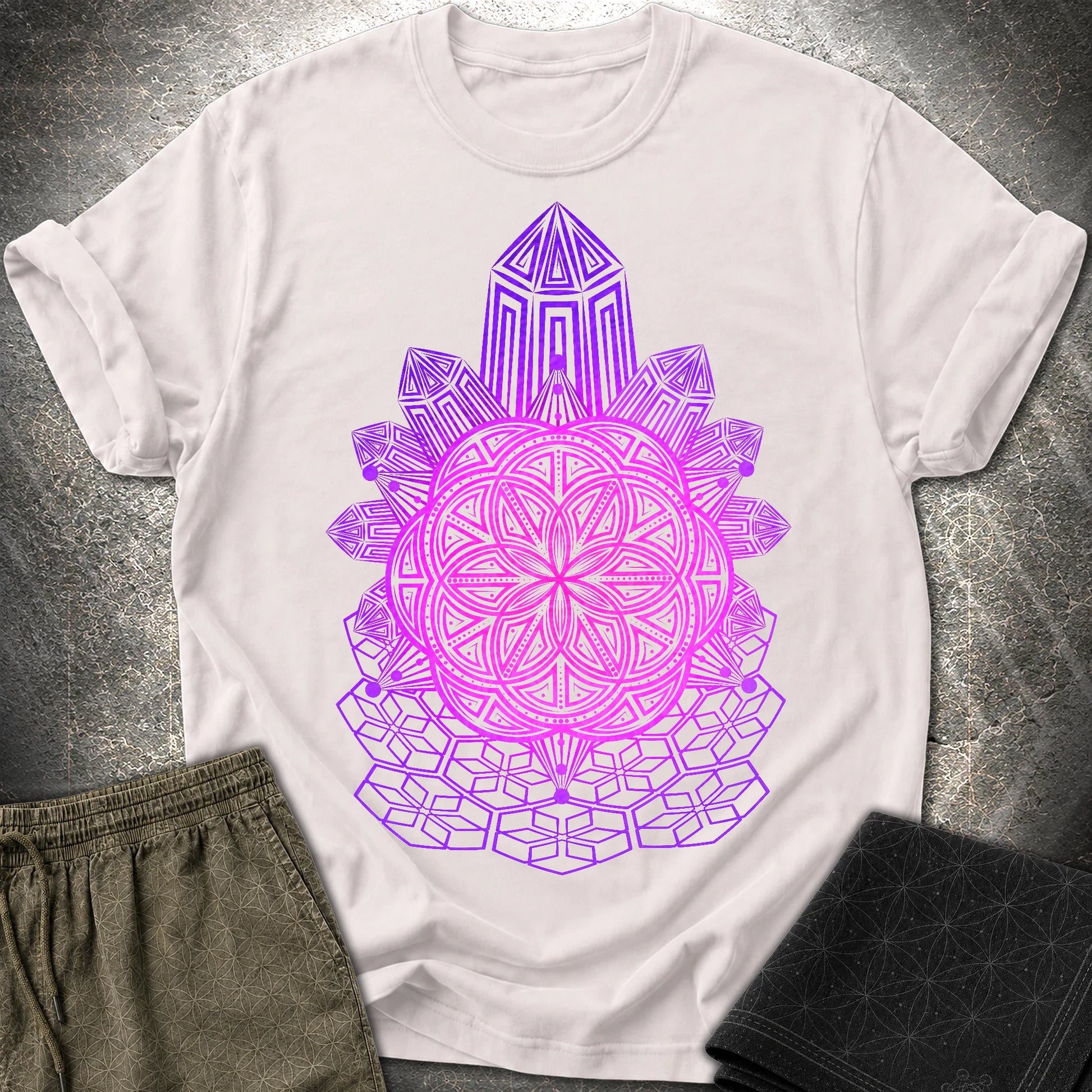Crystal Seed Sacred Geometry T-Shirt - Crystal Seed Sacred Geometry T-Shirt - Ice Grey