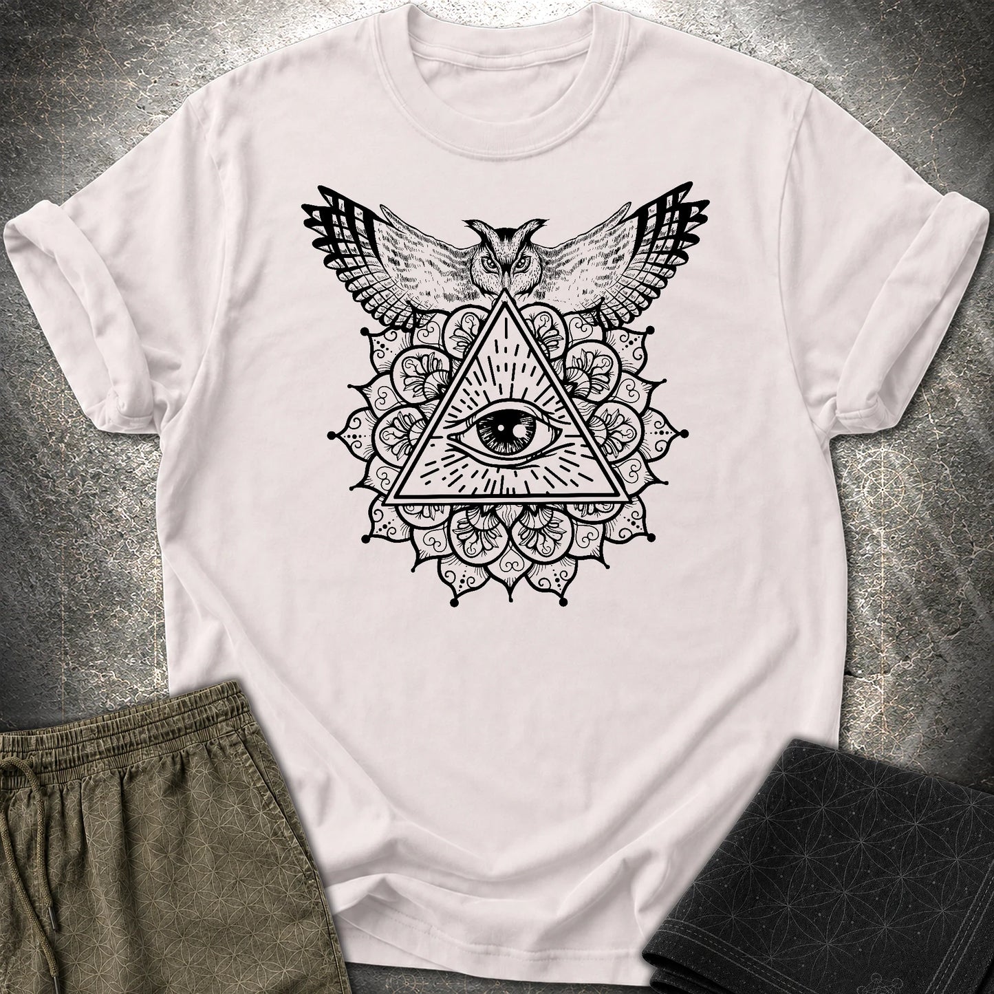 Owl Mandala Providence T-Shirt - Owl Mandala Providence T-Shirt - Ice Grey