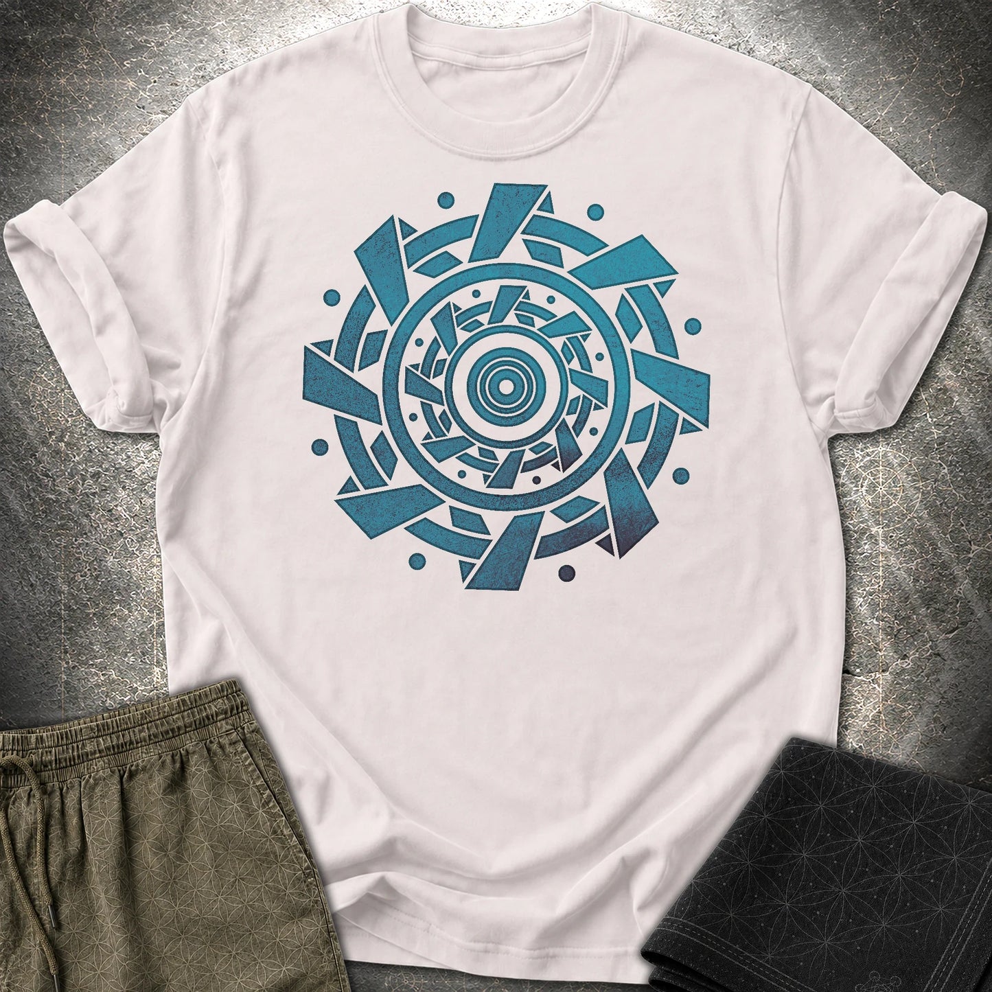 Crop Circle Blue T-Shirt - Crop Circle Blue T-Shirt - Ice Grey