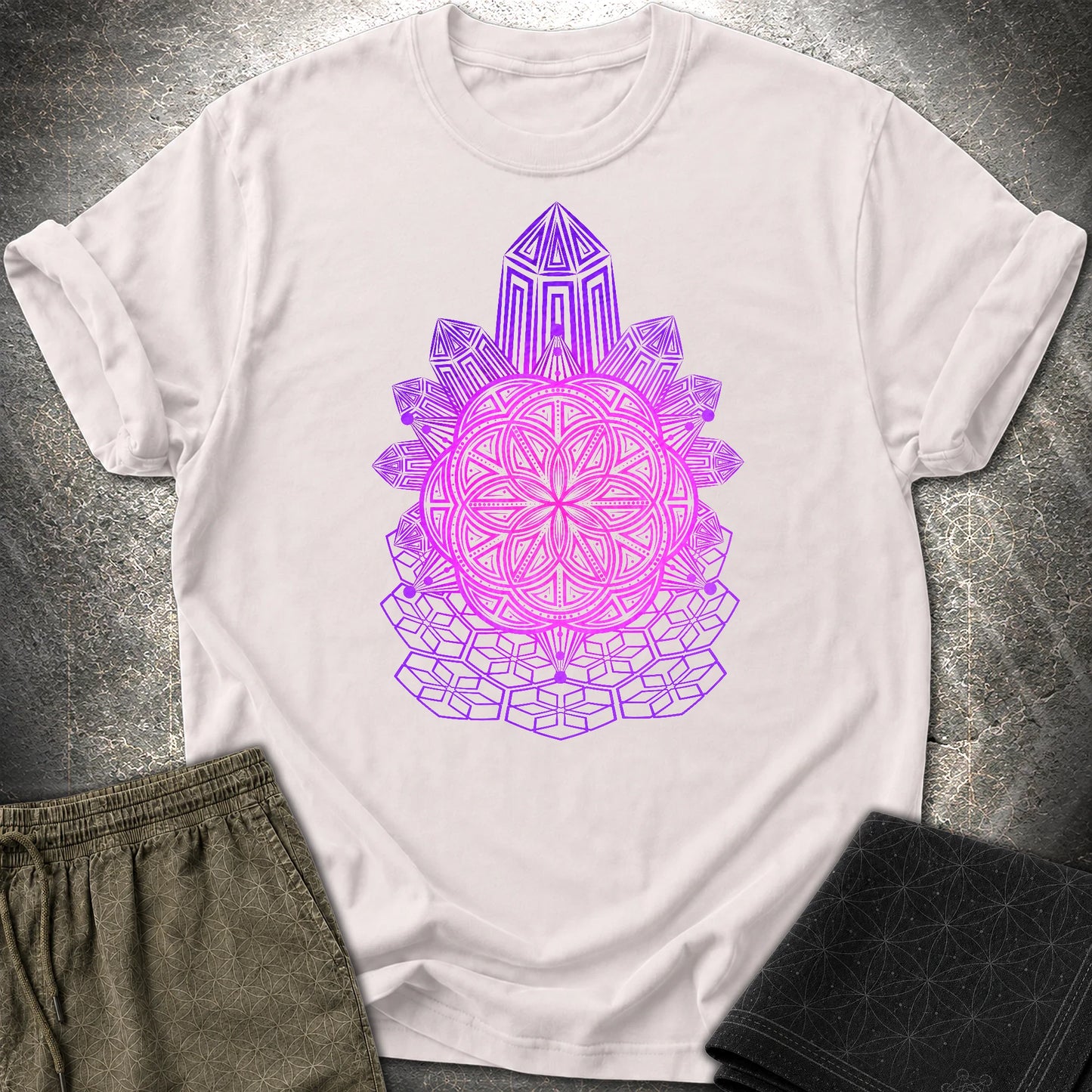 Crystal Seed Sacred Geometry T-Shirt - Crystal Seed Sacred Geometry T-Shirt - Ice Grey