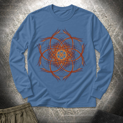 Geometric Sunset Long Sleeve Shirt - Geometric Sunset Long Sleeve Shirt - Indigo Blue