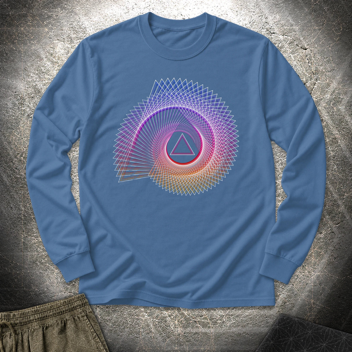 Spiralling Gradient Triangle - Spiralling Gradient Triangle Long Sleeve Shirt - Indigo Blue