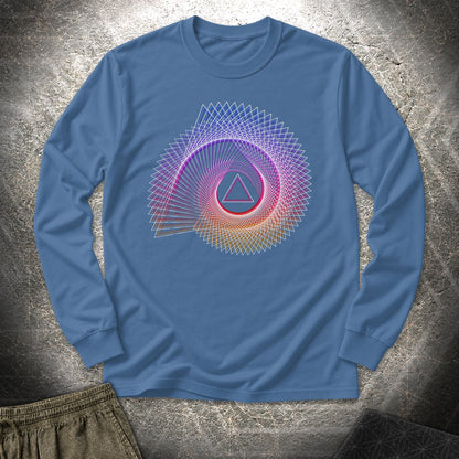 Spiralling Gradient Triangle - Spiralling Gradient Triangle Long Sleeve Shirt - Indigo Blue