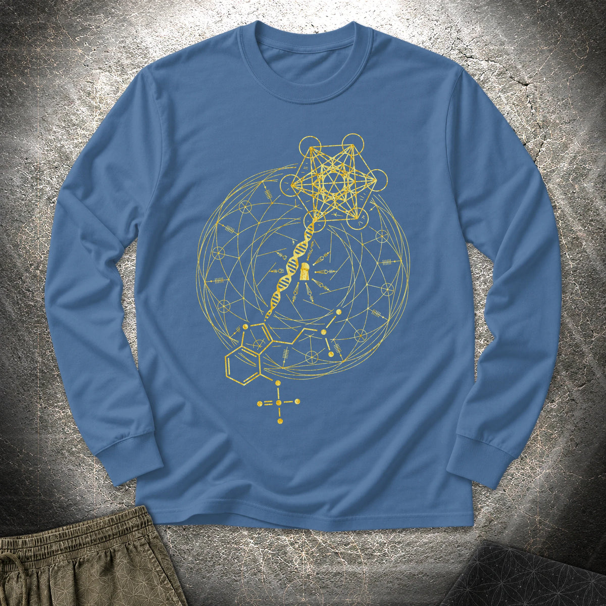 Psilocybin Key To Universe - Psilocybin Key To Universe Long Sleeve Shirt - Indigo Blue