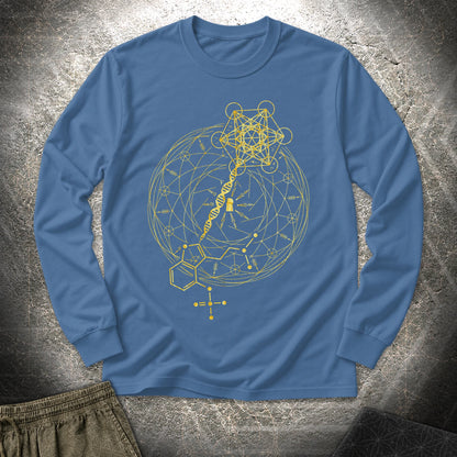 Psilocybin Key To Universe - Psilocybin Key To Universe Long Sleeve Shirt - Indigo Blue