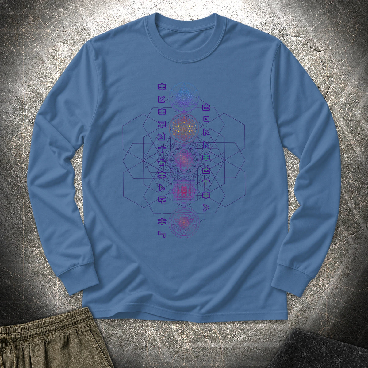 Everything Is Connected Sacred Geometry - Everything Is Connected Sacred Geometry Long Sleeve Shirt - Indigo Blue