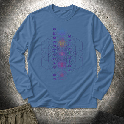 Everything Is Connected Sacred Geometry - Everything Is Connected Sacred Geometry Long Sleeve Shirt - Indigo Blue