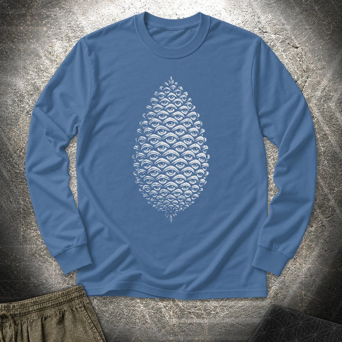 All Seeing Pinecone - All Seeing Pinecone Long Sleeve Shirt - Indigo Blue