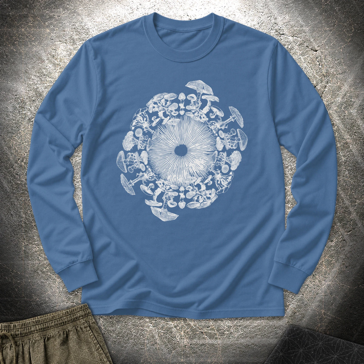 Mushroom Iris - Mushroom Iris Long Sleeve Shirt - Indigo Blue