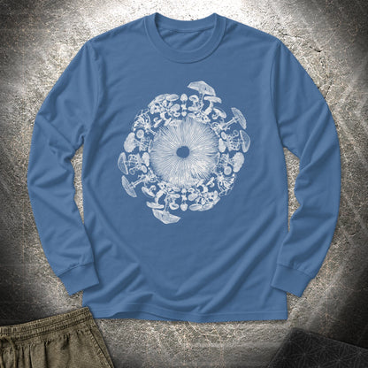 Mushroom Iris - Mushroom Iris Long Sleeve Shirt - Indigo Blue