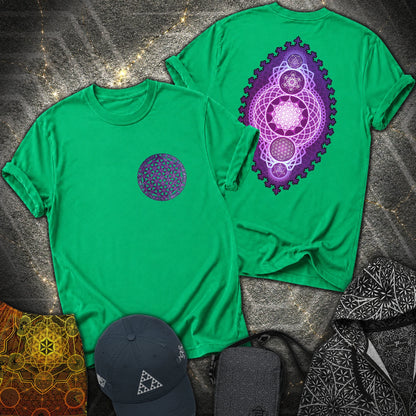 Fractal Sacred Geometry 2 Sided T-Shirt - Fractal Sacred Geometry 2 Sided T-Shirt - Irish Green