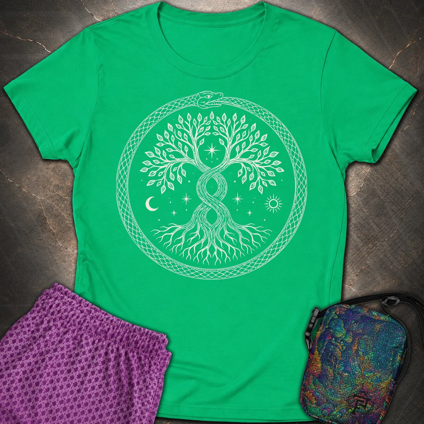 888 Ouroboros Tree Womens T-Shirt - 888 Ouroboros Tree Womens T-Shirt - Irish Green