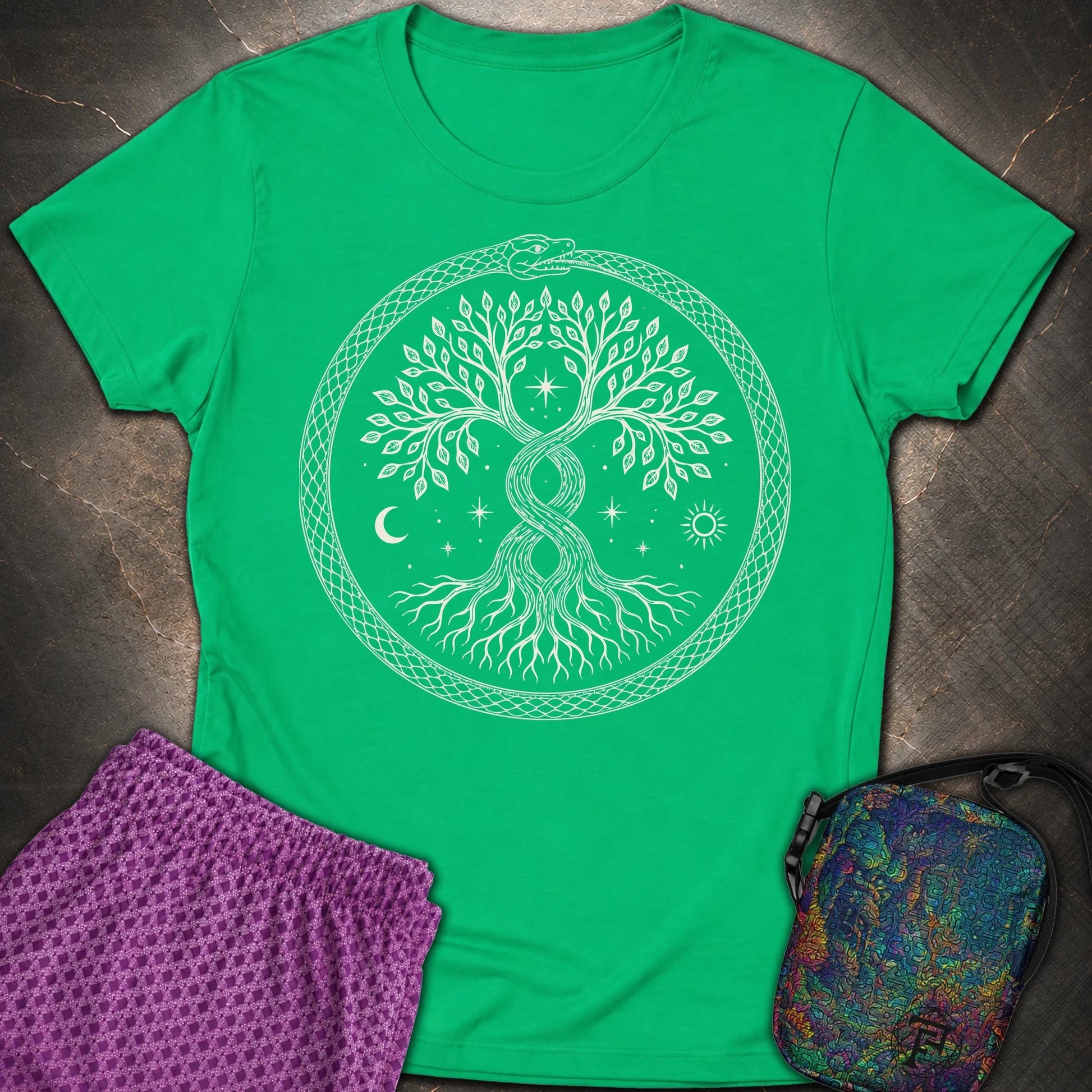 888 Ouroboros Tree Womens T-Shirt - 888 Ouroboros Tree Womens T-Shirt - Irish Green