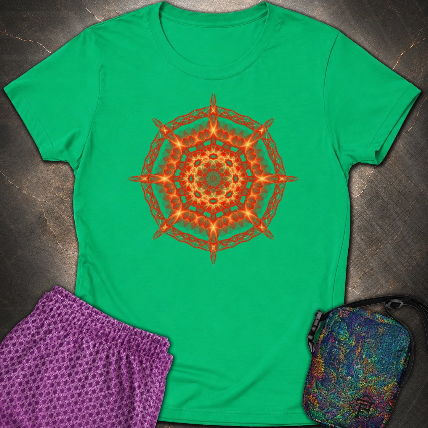 Radiant Geometry Portal Mandala - Radiant Geometry Portal Mandala Womens T-Shirt - Irish Green