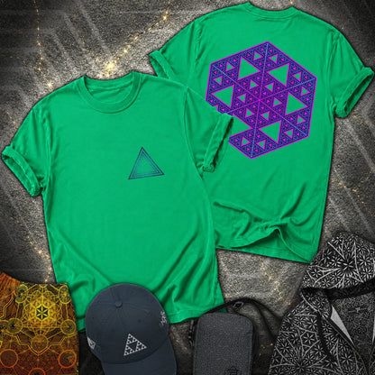 Sierpinski Star and Triangle 2 Sided T-Shirt - Sierpinski Star and Triangle 2 Sided T-Shirt - Irish Green