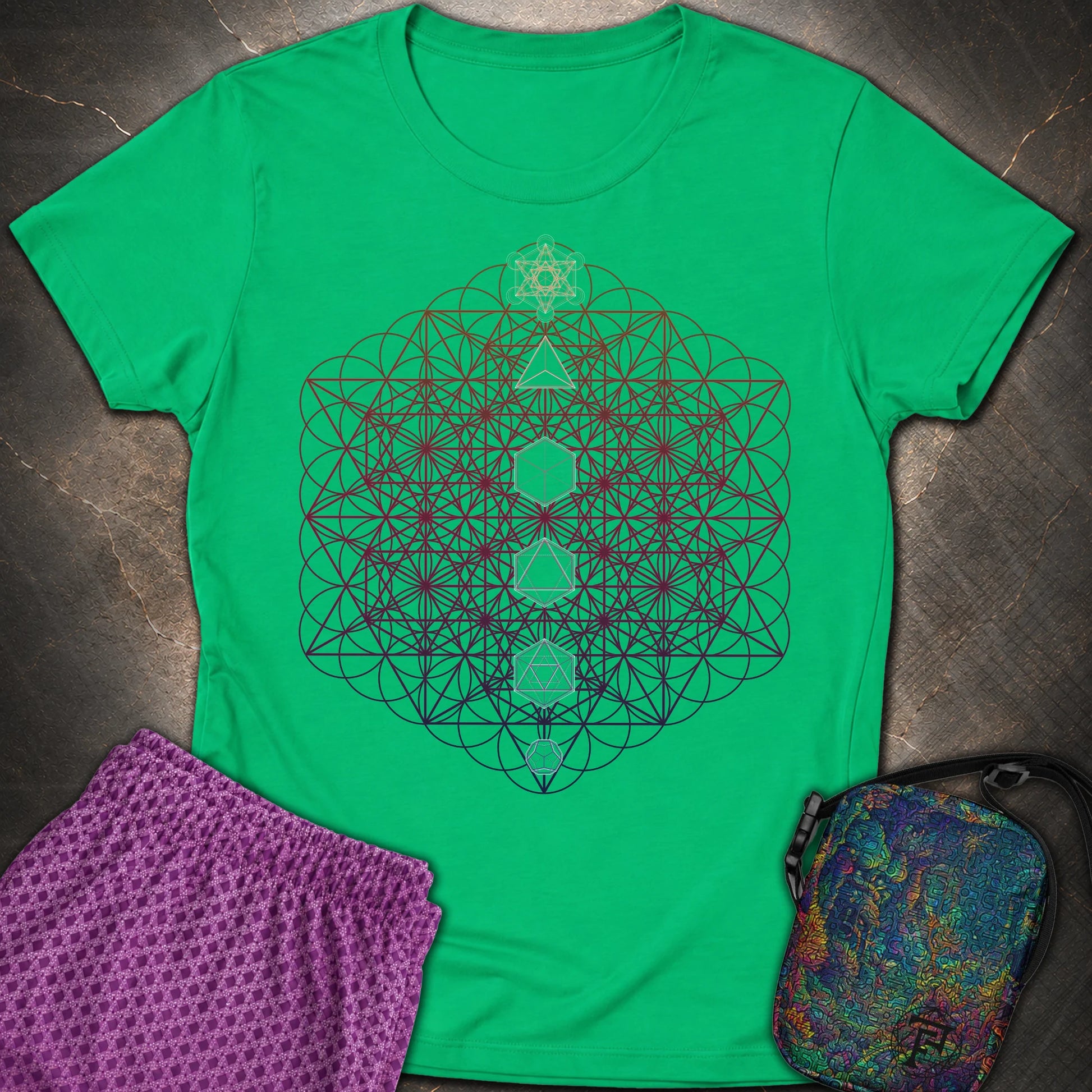 64 Tetrahedron Platonic Solids Metatron - 64 Tetrahedron Platonic Solids Metatron Women's T-Shirt - Irish Green