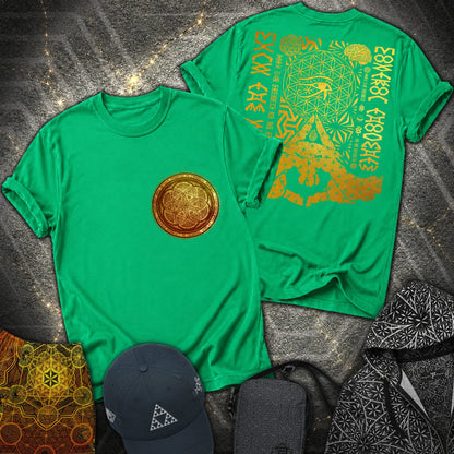 Kalesvara Mudra Seed Of Life 2 Sided T-Shirt - Kalesvara Mudra Seed Of Life 2 Sided T-Shirt - Irish Green