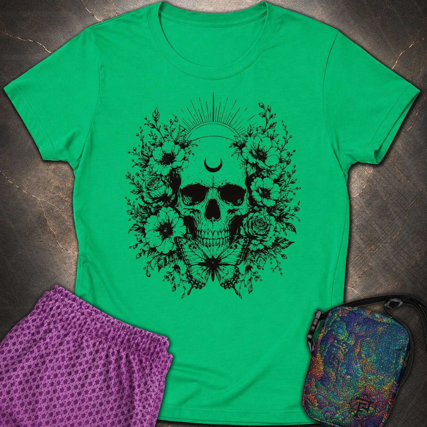 Moon Phases Moth - Moon Phases Moth Womens T-Shirt - Irish Green