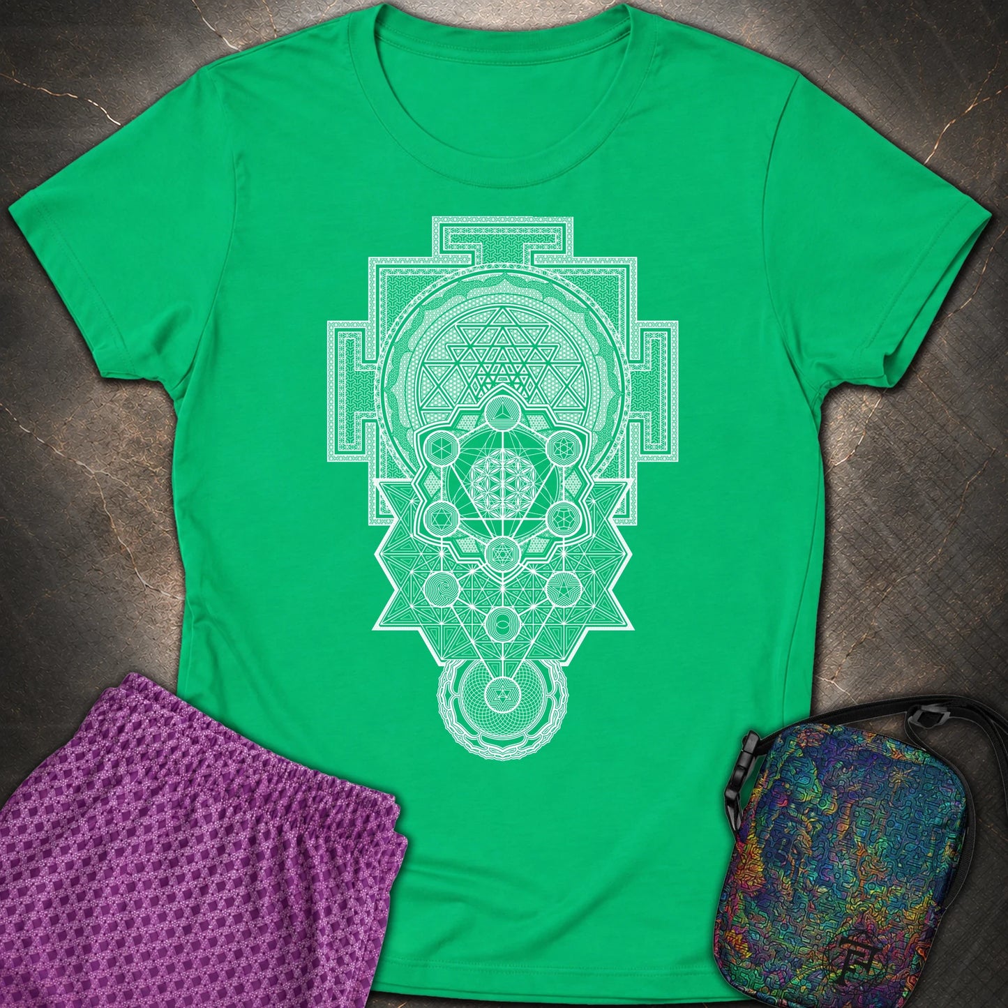 Sacred Geometry Encyclopedia - Sacred Geometry Encyclopedia Womens T-Shirt - Irish Green