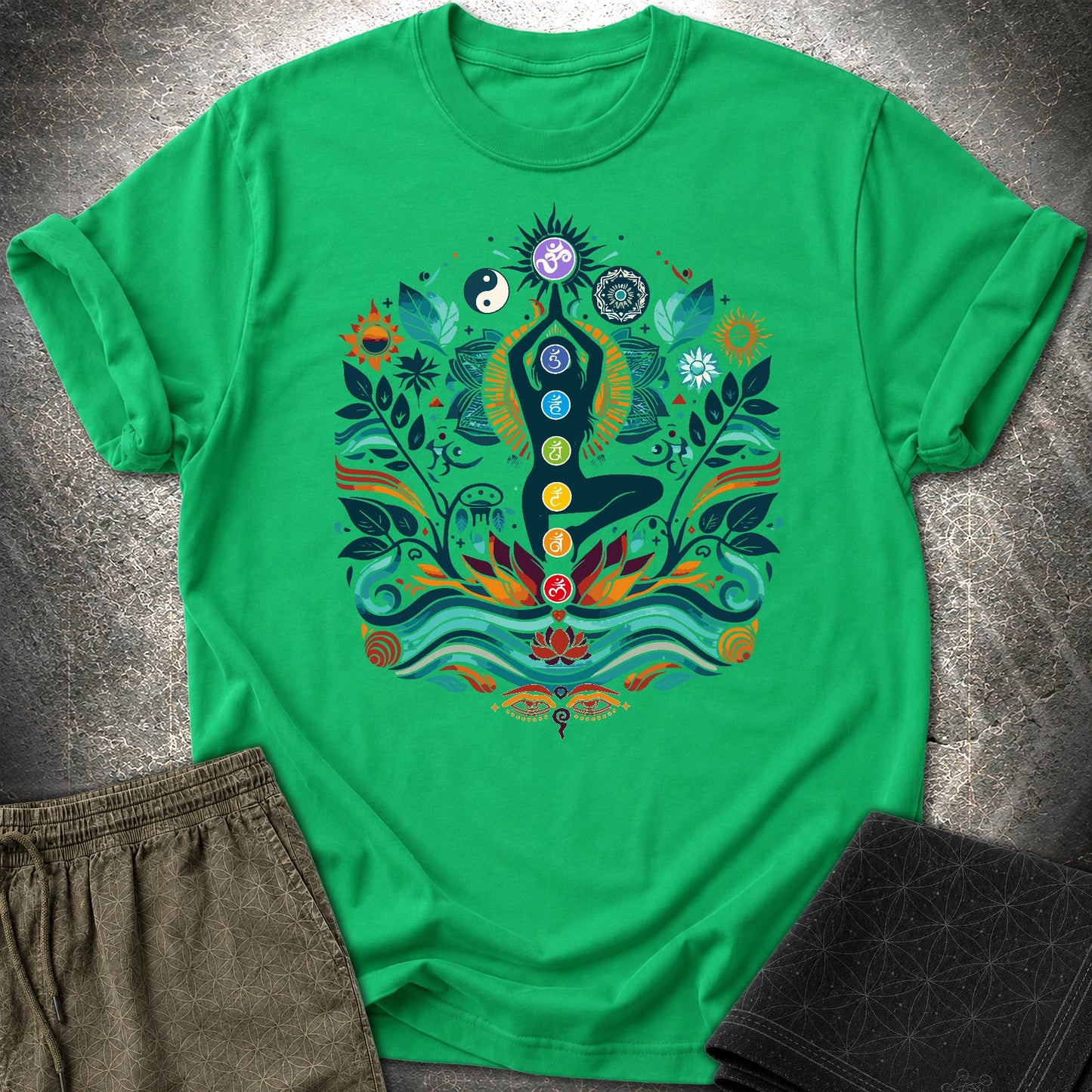 Yoga Chakras T-Shirt - Yoga Chakras T-Shirt - Irish Green