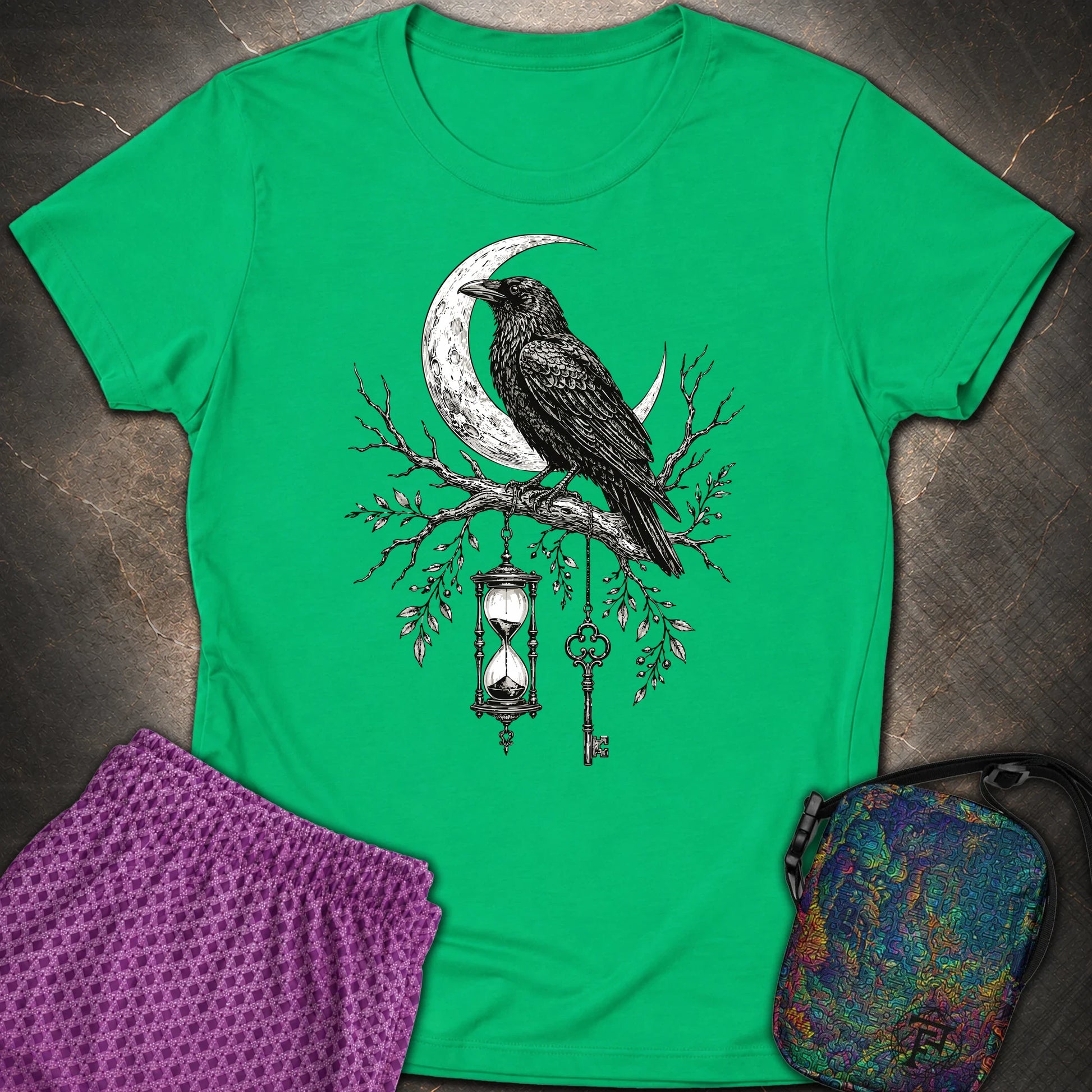 Crow Hourglass Key - Crow Hourglass Key Womens T-Shirt - Irish Green