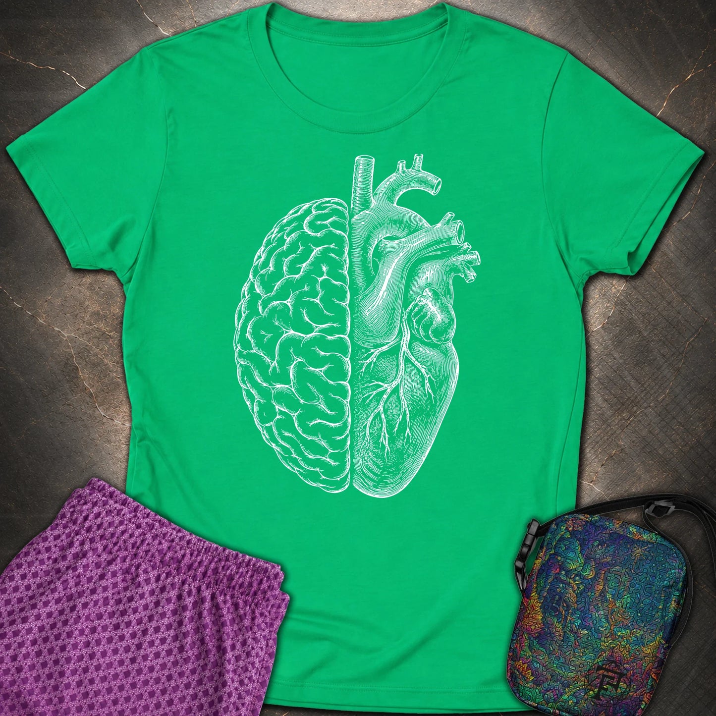 Heart Brain - Heart Brain Womens T-Shirt - Irish Green