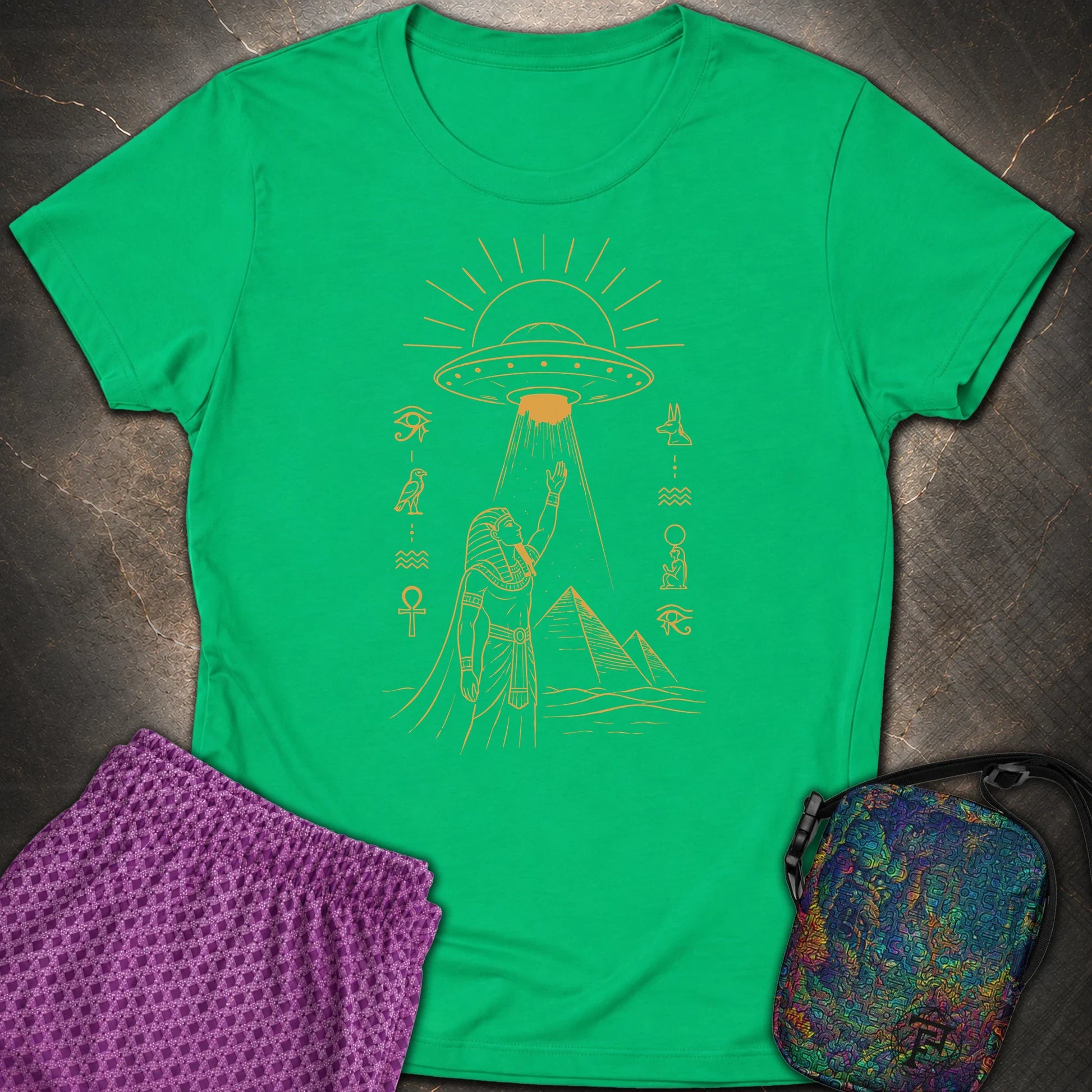 Pharaoh Reaching for the Sky Vessel - Pharaoh Reaching for the Sky Vessel Womens T-Shirt - Irish Green