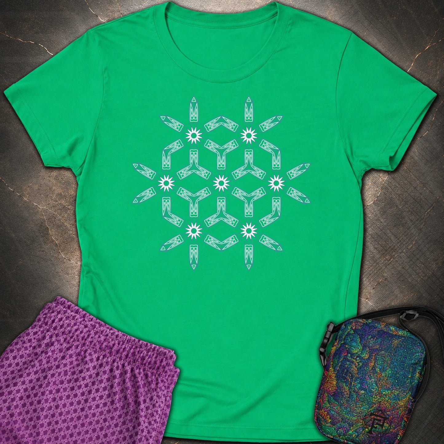 Tribal Geometry - Tribal Geometry Womens T-Shirt - Irish Green