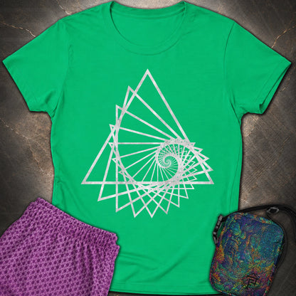 Spiralling Triangle Geometric T-Shirt - Spiralling Triangle Geometric Womens T-Shirt - Irish Green