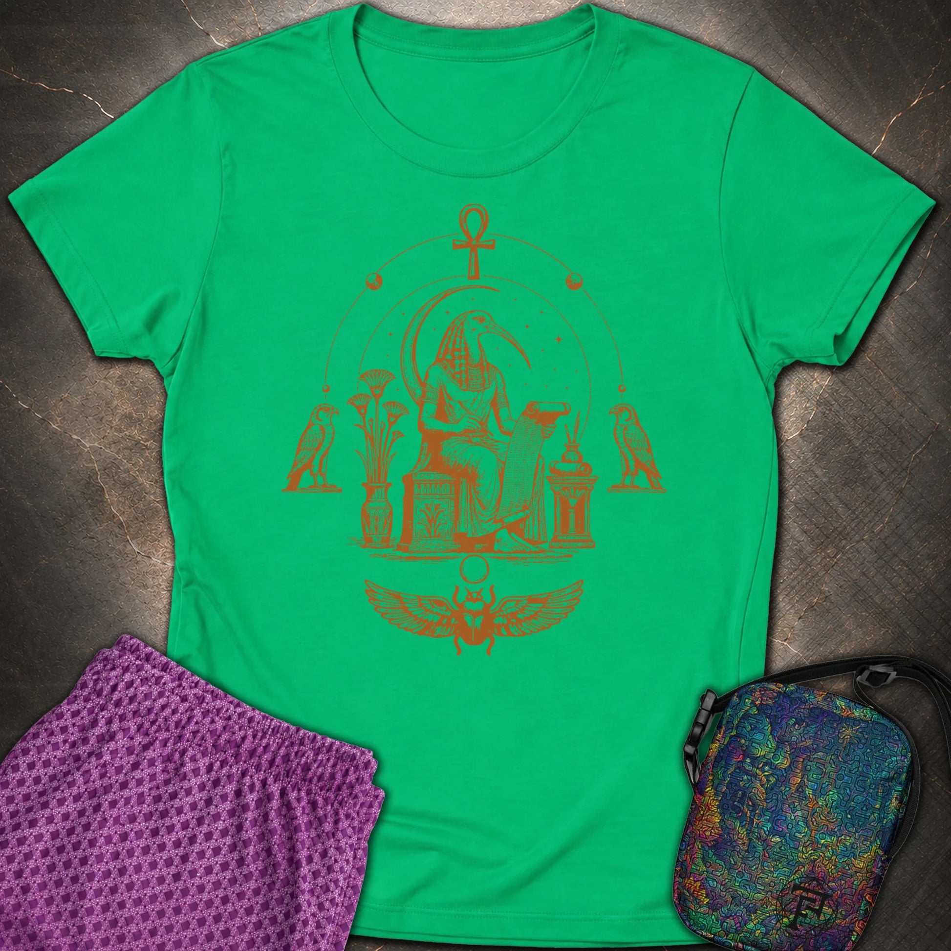 Ibis Scribe Beneath the Moon - Ibis Scribe Beneath the Moon Womens T-Shirt - Irish Green