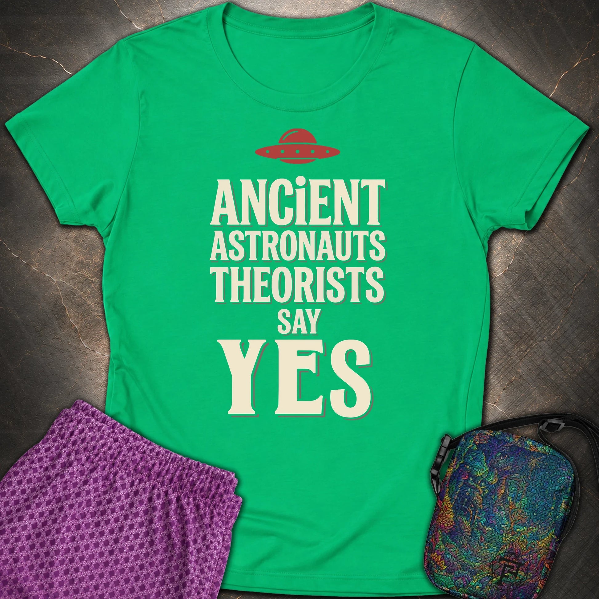 Ancient Astronaut Sey Yes 3 - Ancient Astronaut Sey Yes 3 Womens T-Shirt - Irish Green