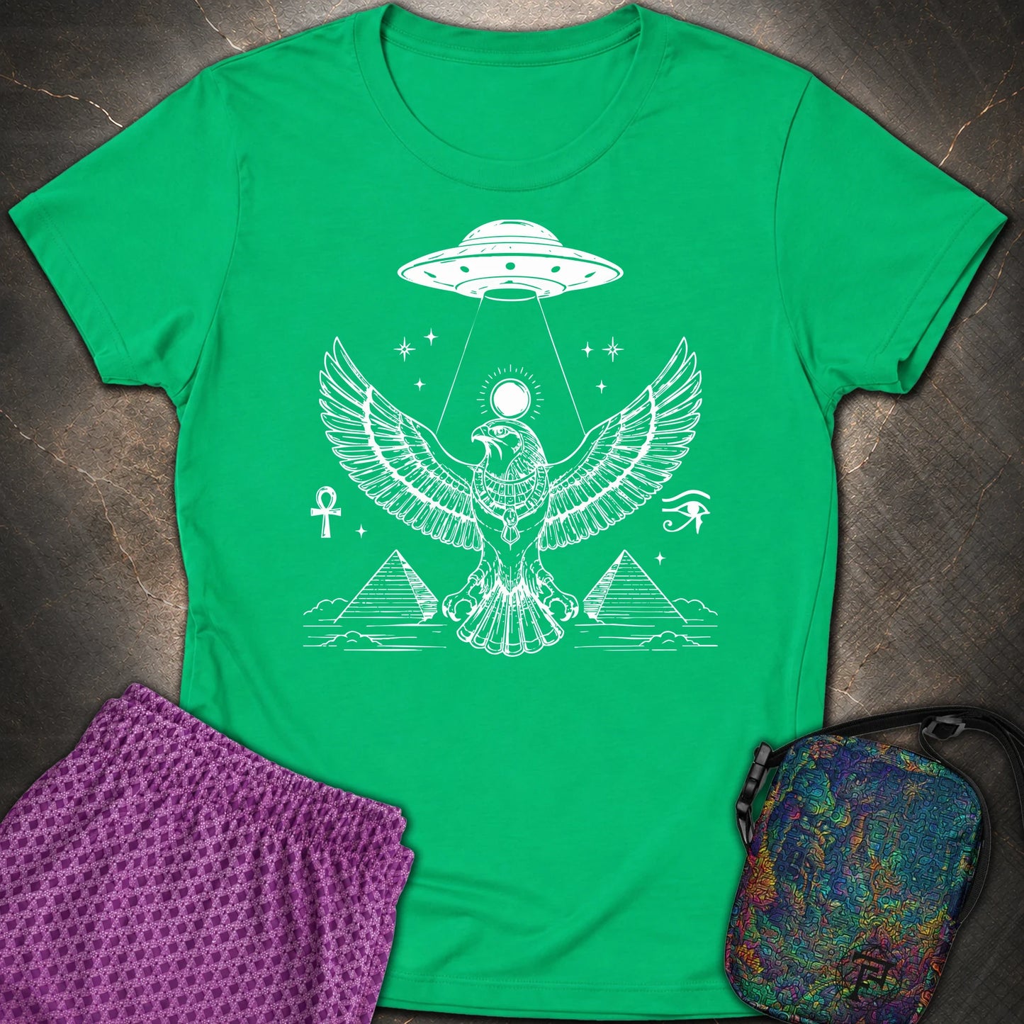 Solar Falcon Beneath the Starship - Solar Falcon Beneath the Starship Womens T-Shirt - Irish Green