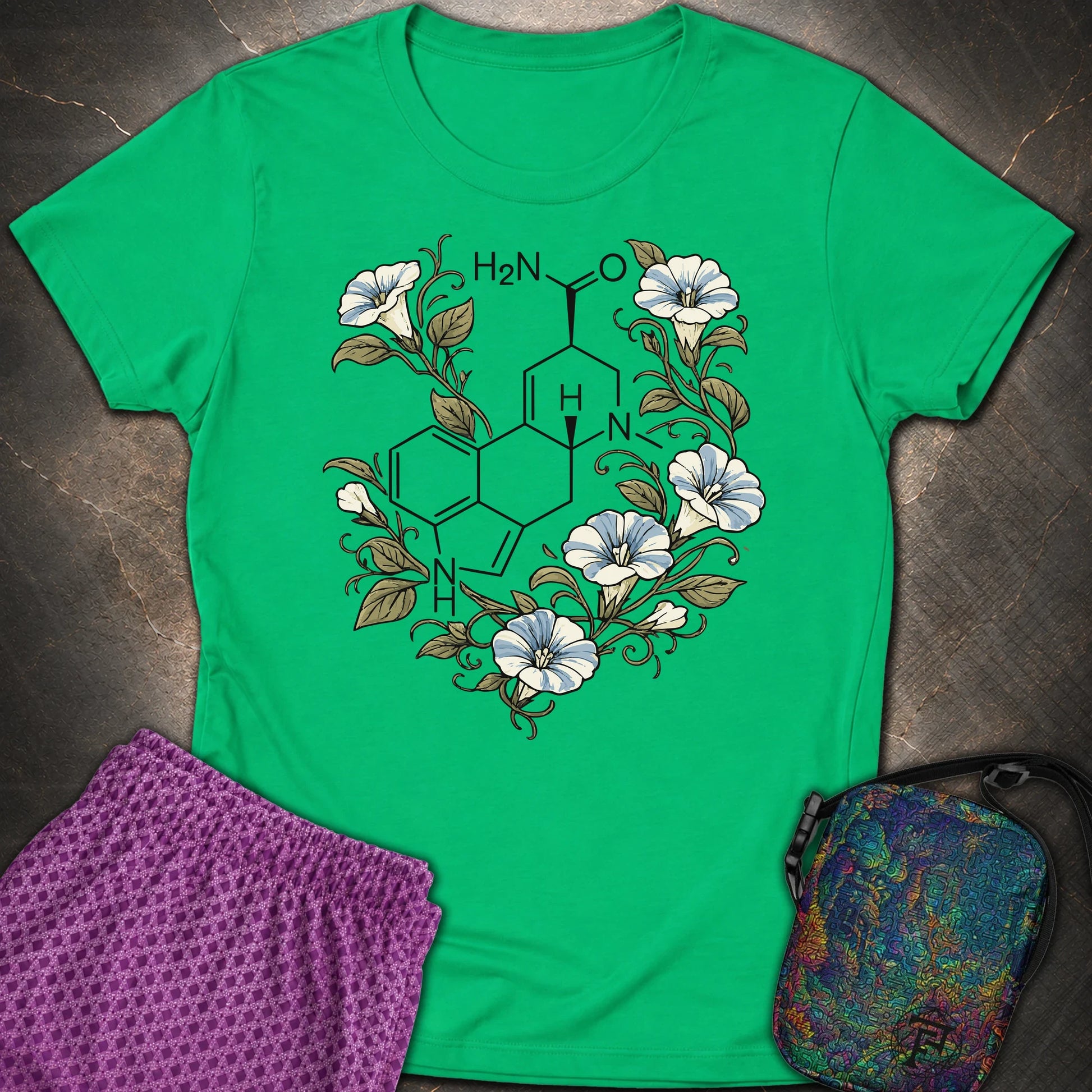 Morning Glory Molecule Color - Morning Glory Molecule Color Womens T-Shirt - Irish Green