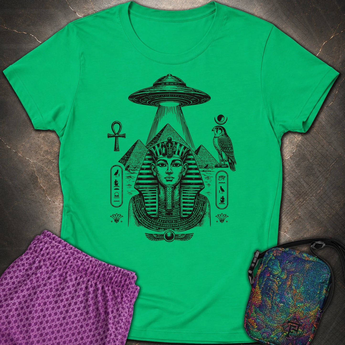 Pharaoh Under the Alien Light - Pharaoh Under the Alien Light Womens T-Shirt - Irish Green