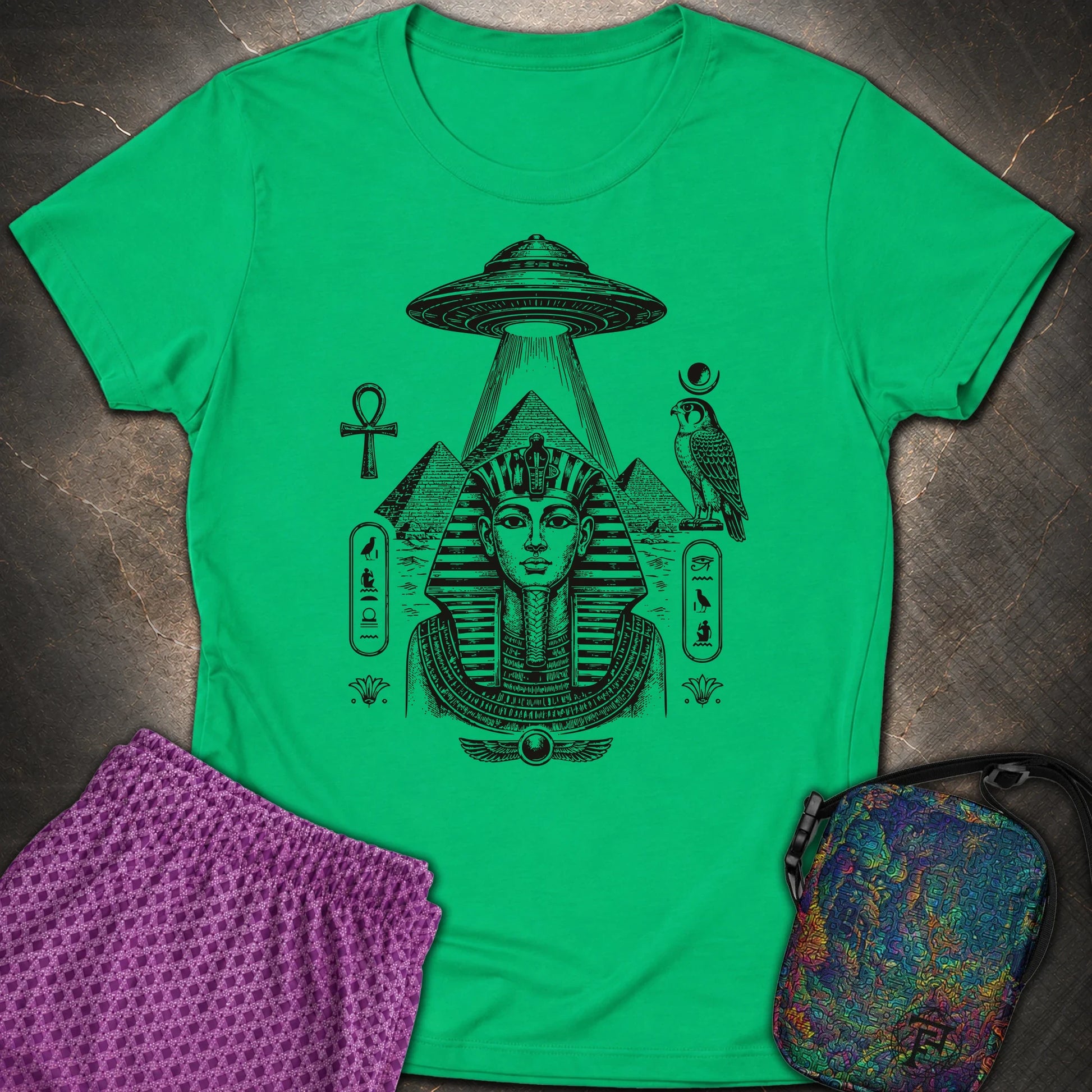 Pharaoh Under the Alien Light - Pharaoh Under the Alien Light Womens T-Shirt - Irish Green