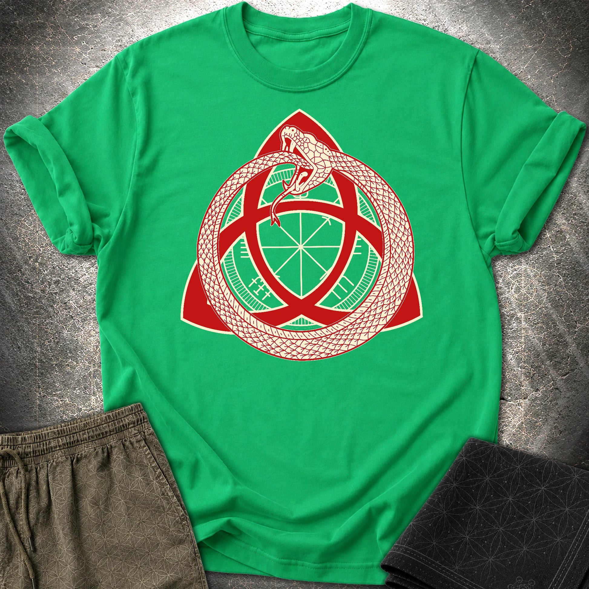 Triquetra Ouroboros T-Shirt - Triquetra Ouroboros T-Shirt - Irish Green