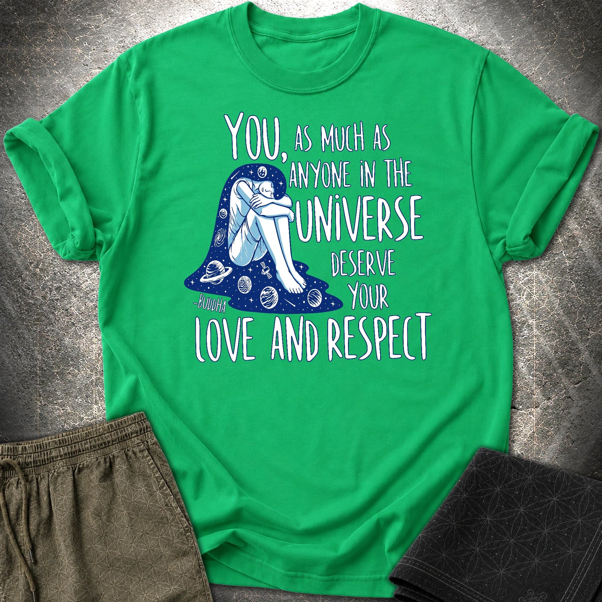 Buddha Love and Respect T-Shirt - Buddha Love and Respect T-Shirt - Irish Green