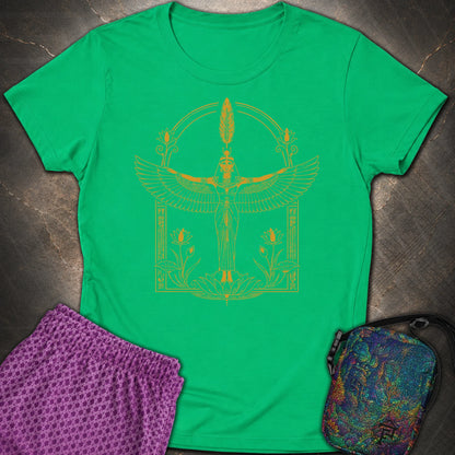 Winged Goddess of Sacred Balance - Winged Goddess of Sacred Balance Womens T-Shirt - Irish Green