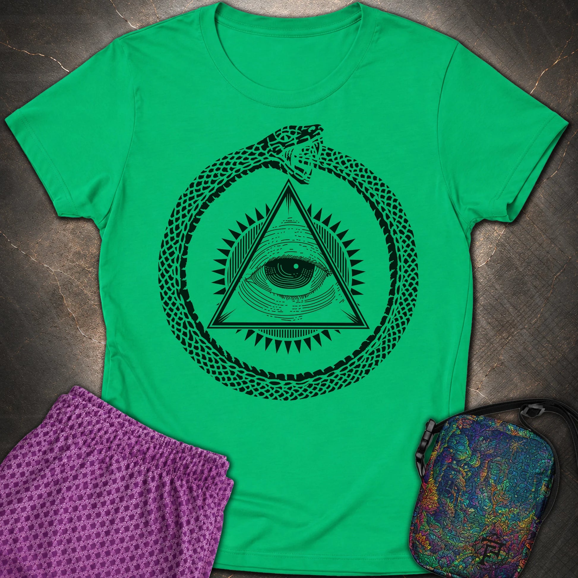 Ouroboros Eye of Providence - Ouroboros Eye of Providence Womens T-Shirt - Irish Green