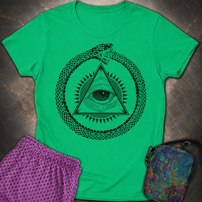 Ouroboros Eye of Providence - Ouroboros Eye of Providence Womens T-Shirt - Irish Green