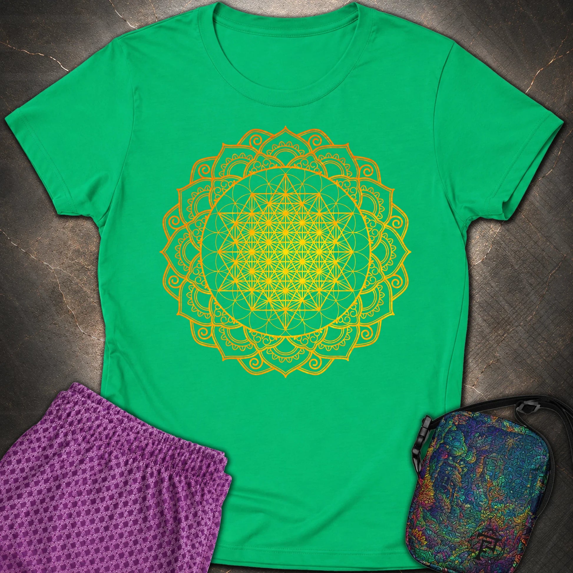 Tetrahedron Mandala T-Shirt - Tetrahedron Mandala Womens T-Shirt - Irish Green