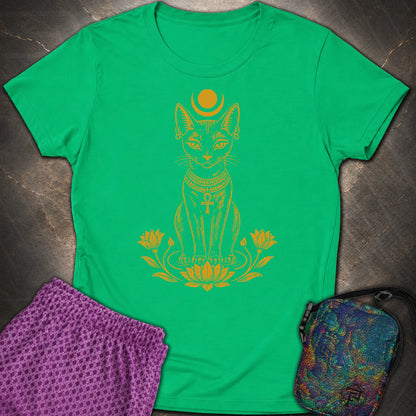 Sacred Cat of the Moon - Sacred Cat of the Moon Womens T-Shirt - Irish Green