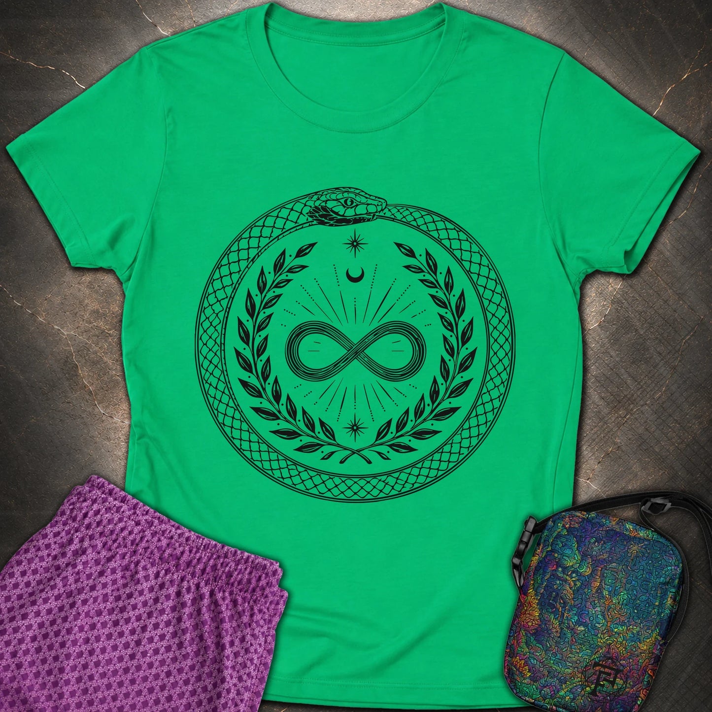 888 Ouroboros Infinity Unisex Womens T-Shirt - 888 Ouroboros Infinity Unisex Womens T-Shirt - Irish Green