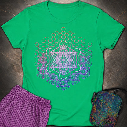Metatron And Flower Connection - Metatron And Flower Connection Women's T-Shirt - Irish Green