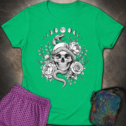 Skull Snake Moon Phases - Skull Snake Moon Phases Womens T-Shirt - Irish Green