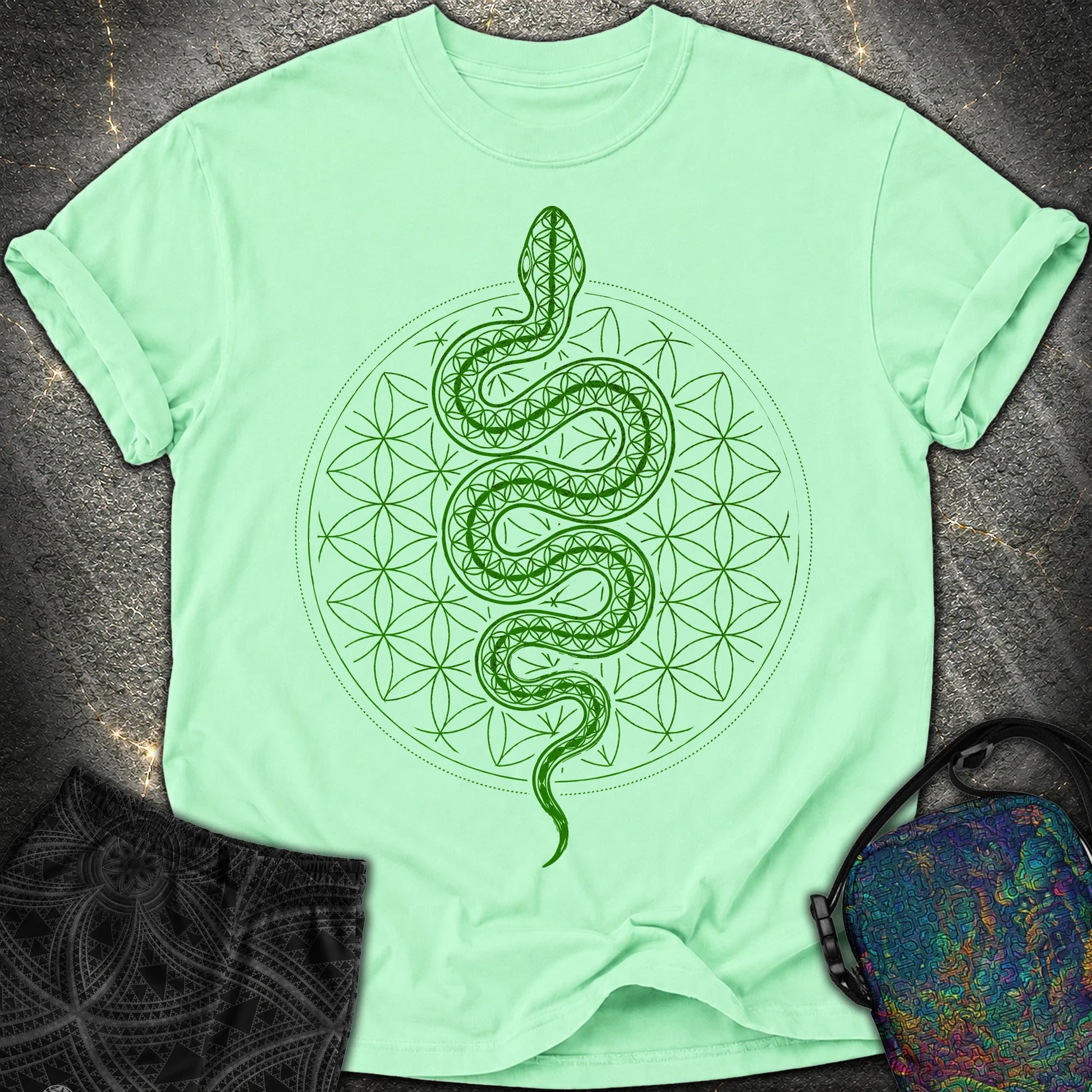 Flower of Life Serpent Comfort T-Shirt - Flower of Life Serpent Comfort T-Shirt - Island Reef