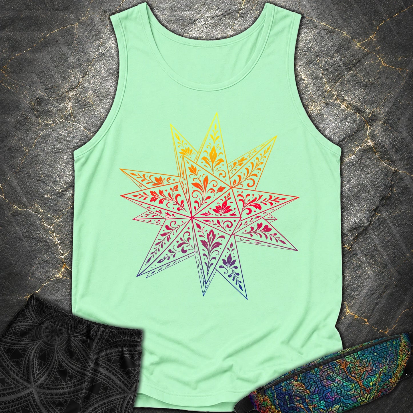 Colorful Stellated Dodecahedron - Colorful Stellated Dodecahedron Comfort Tank Top - Island Reef